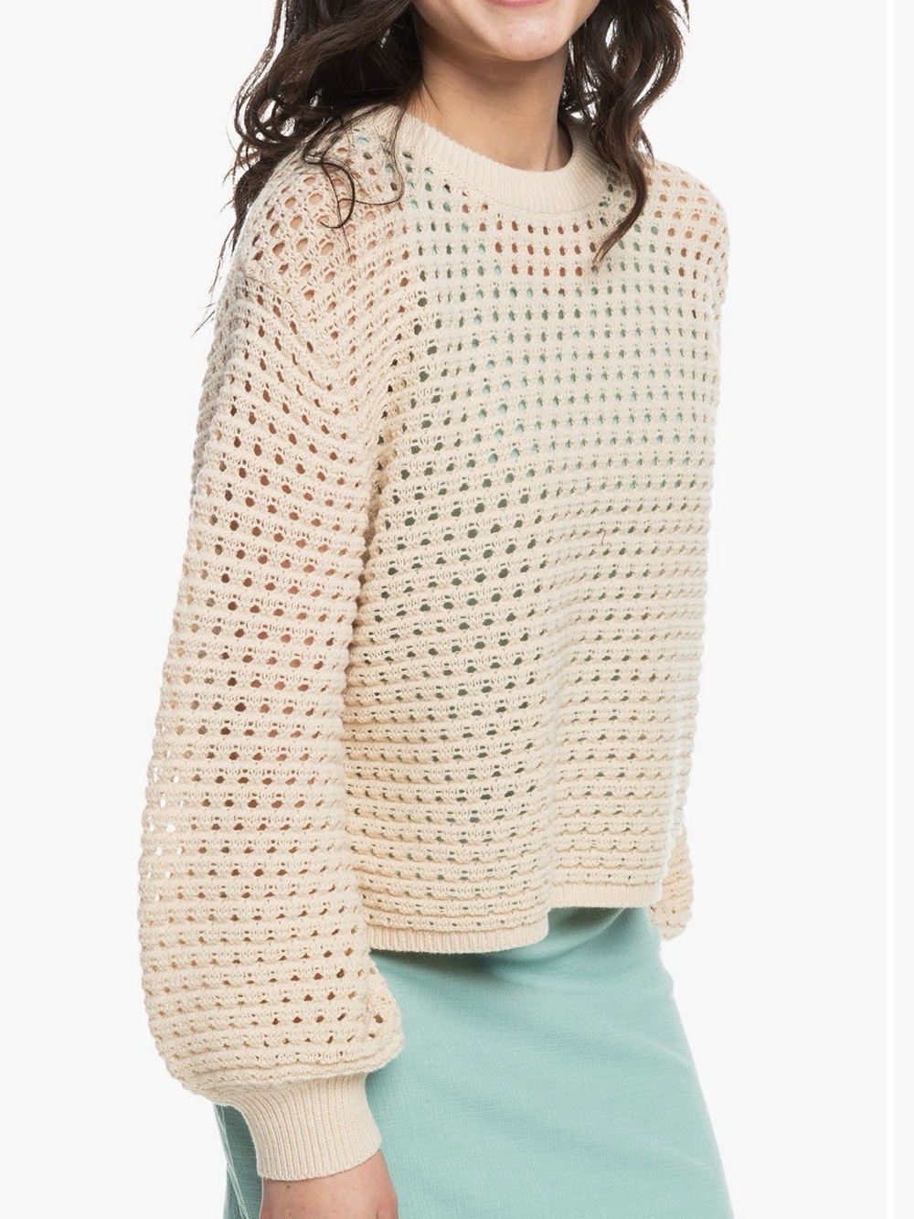 Roxy California Lover Open Stitch Sweater - Tapioca - Size L - Picture 4 of 9
